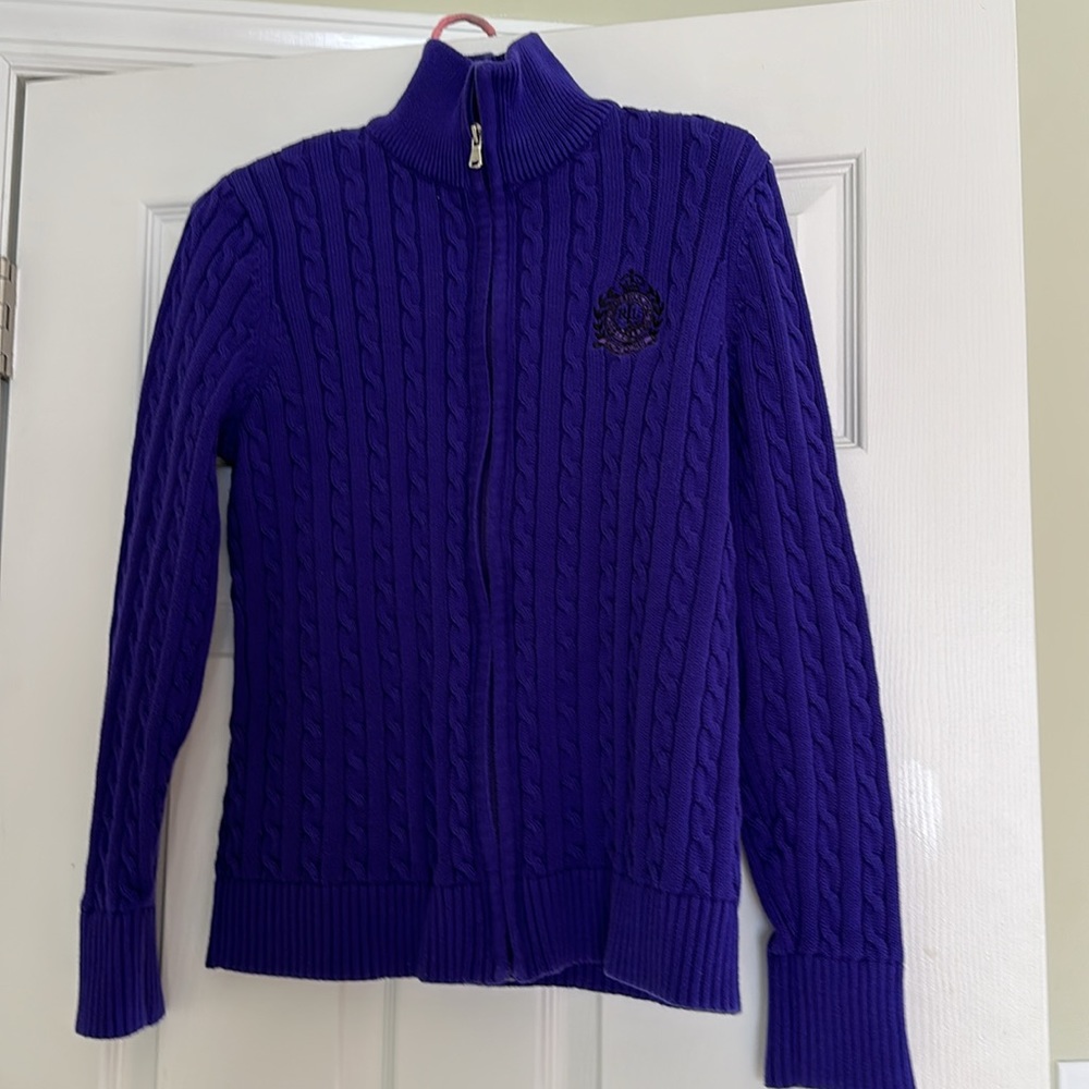 Ralph Lauren Cotton Cable Knit Zip Sweater